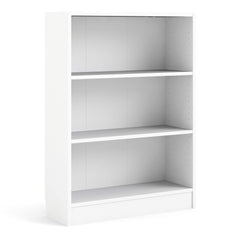 Basic Low Wide Bookcase (2 Shelves) in White - Furniture One Shop
