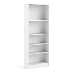 Basic Tall Wide Bookcase (4 Shelves) in White - Furniture One Shop