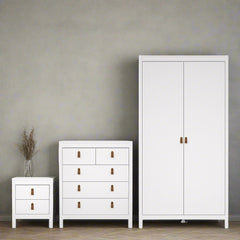 Barcelona Package - Bedside Table 2 drawers + Chest 3+2 drawer + Wardrobe with 2 doors in White - Furniture One Shop