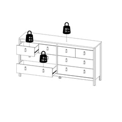 Barcelona Double Dresser 4+4 Drawers in Matt Black - Furniture One Shop