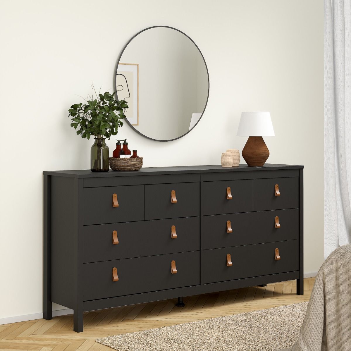 Barcelona Double Dresser 4+4 Drawers in Matt Black