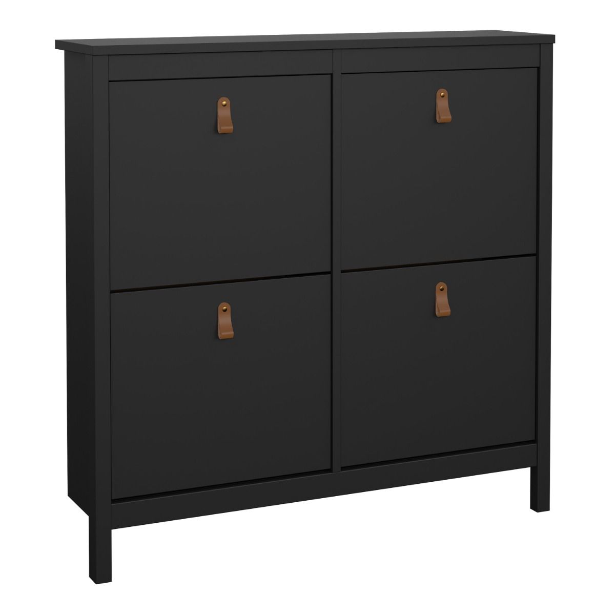 Barcelona Shoe Cabinet 4 Flip Down Doors in Matt Black