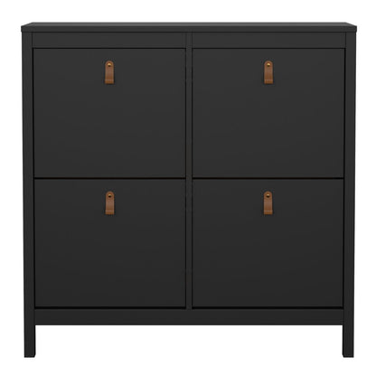 Barcelona Shoe Cabinet 4 Flip Down Doors in Matt Black