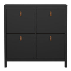 Barcelona Shoe Cabinet 4 Flip Down Doors in Matt Black - Furniture One Shop