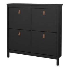 Barcelona Shoe Cabinet 4 Flip Down Doors in Matt Black - Furniture One Shop