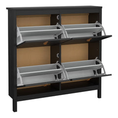Barcelona Shoe Cabinet 4 Flip Down Doors in Matt Black - Furniture One Shop