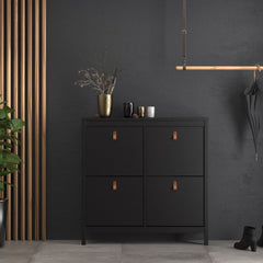 Barcelona Shoe Cabinet 4 Flip Down Doors in Matt Black - Furniture One Shop