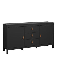 Barcelona Sideboard 2 Doors 3 Drawers in Matt Black - Furniture One Shop