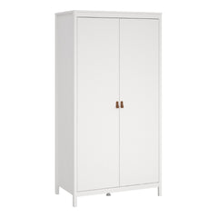 Barcelona Wardrobe with 2 Doors in White - Furniture One Shop