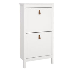 Barcelona Shoe Cabinet 2 Flip Down Doors in White - Furniture One Shop