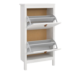 Barcelona Shoe Cabinet 2 Flip Down Doors in White - Furniture One Shop
