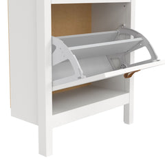 Barcelona Shoe Cabinet 2 Flip Down Doors in White - Furniture One Shop