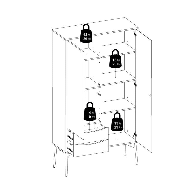 Fur Wide Display Cabinet 2 Doors and 2 Drawers