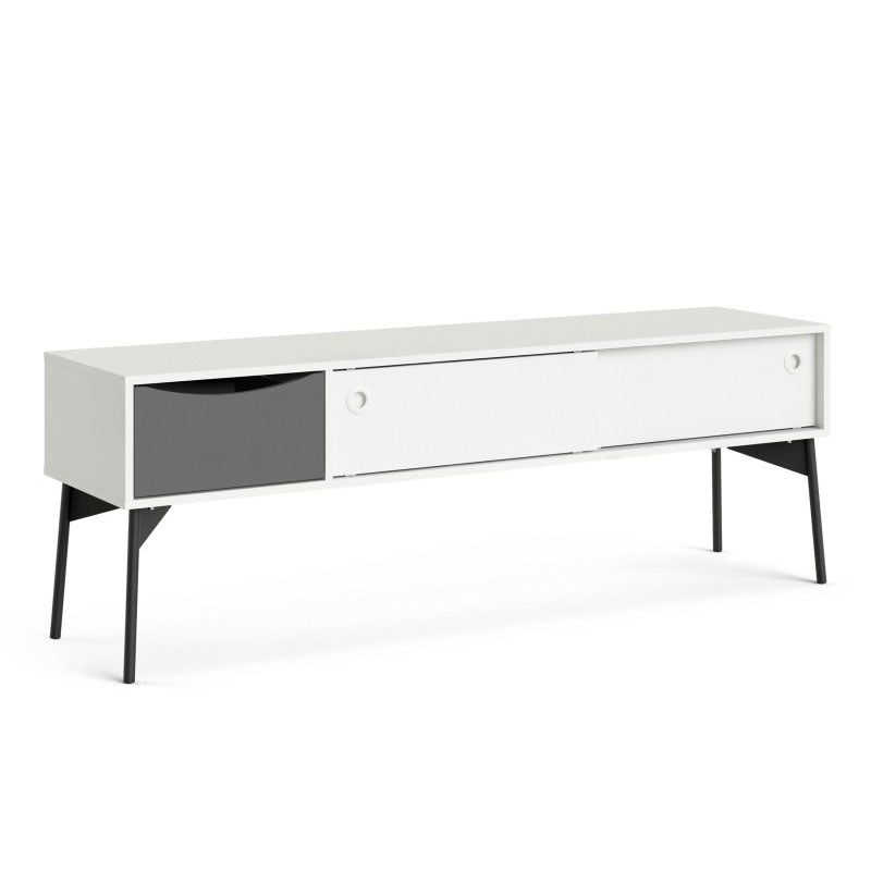Fur TV Stand with 2 Sliding Doors and 1 Drawer