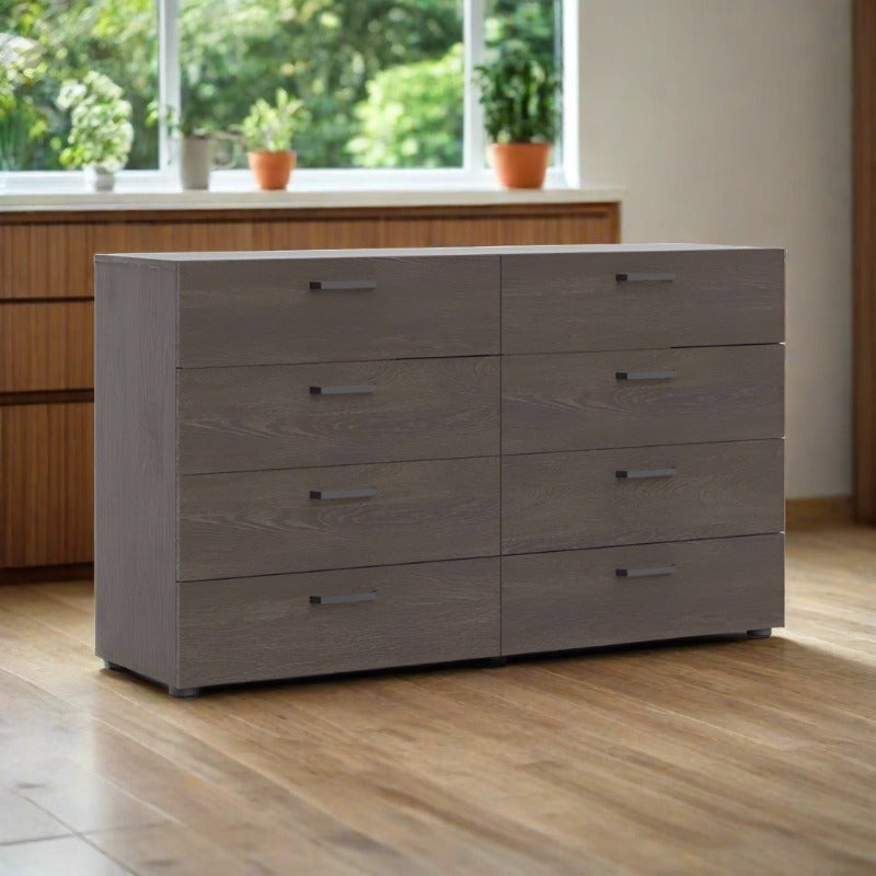 Dallaz Double Dresser 8 Drawers in Rovere Gessato Dark Oak