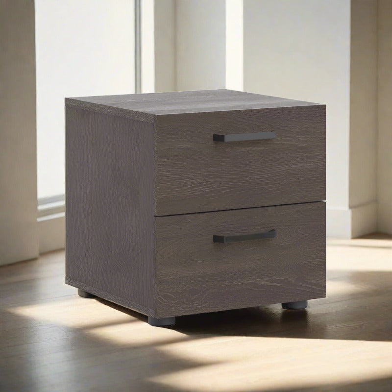 Dallaz Nightstand 2 drawers in Rovere Gessato Dark Oak