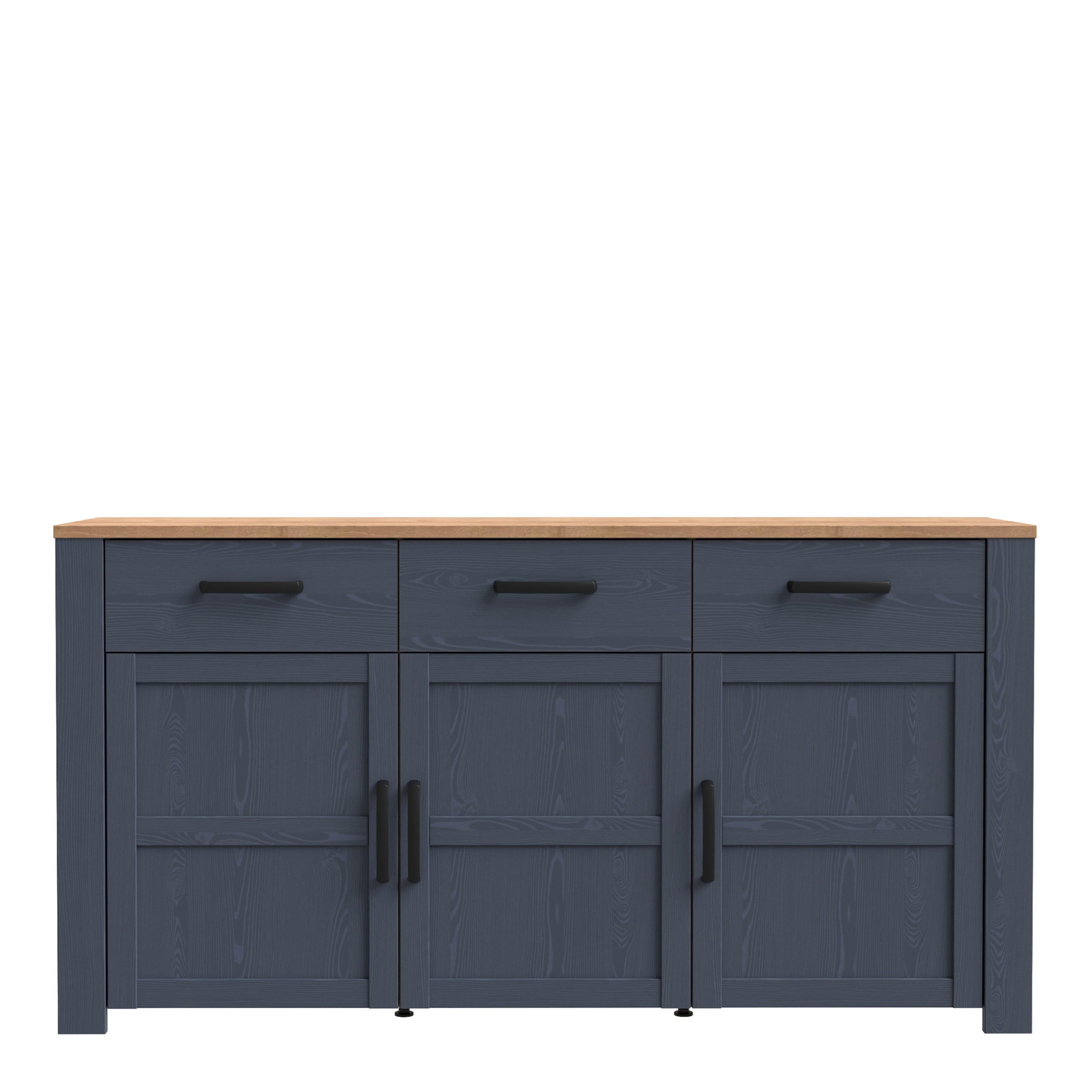 Bohol 3 Door 3 Drawer Sideboard in Riviera Oak/Navy