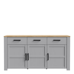 Bohol 3 Door 3 Drawer Sideboard in Riviera Oak/Grey Oak - Furniture One Shop