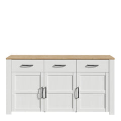 Bohol 3 Door 3 Drawer Sideboard in Riviera Oak/White - Furniture One Shop