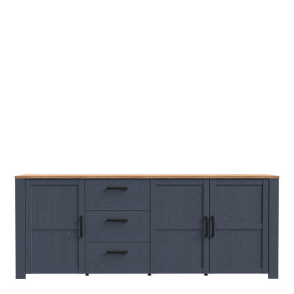 Bohol 3 Door 3 Drawer Large Sideboard in Riviera Oak/Navy