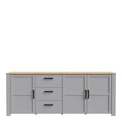 Bohol 3 Door 3 Drawer Large Sideboard in Riviera Oak/Grey Oak - Furniture One Shop