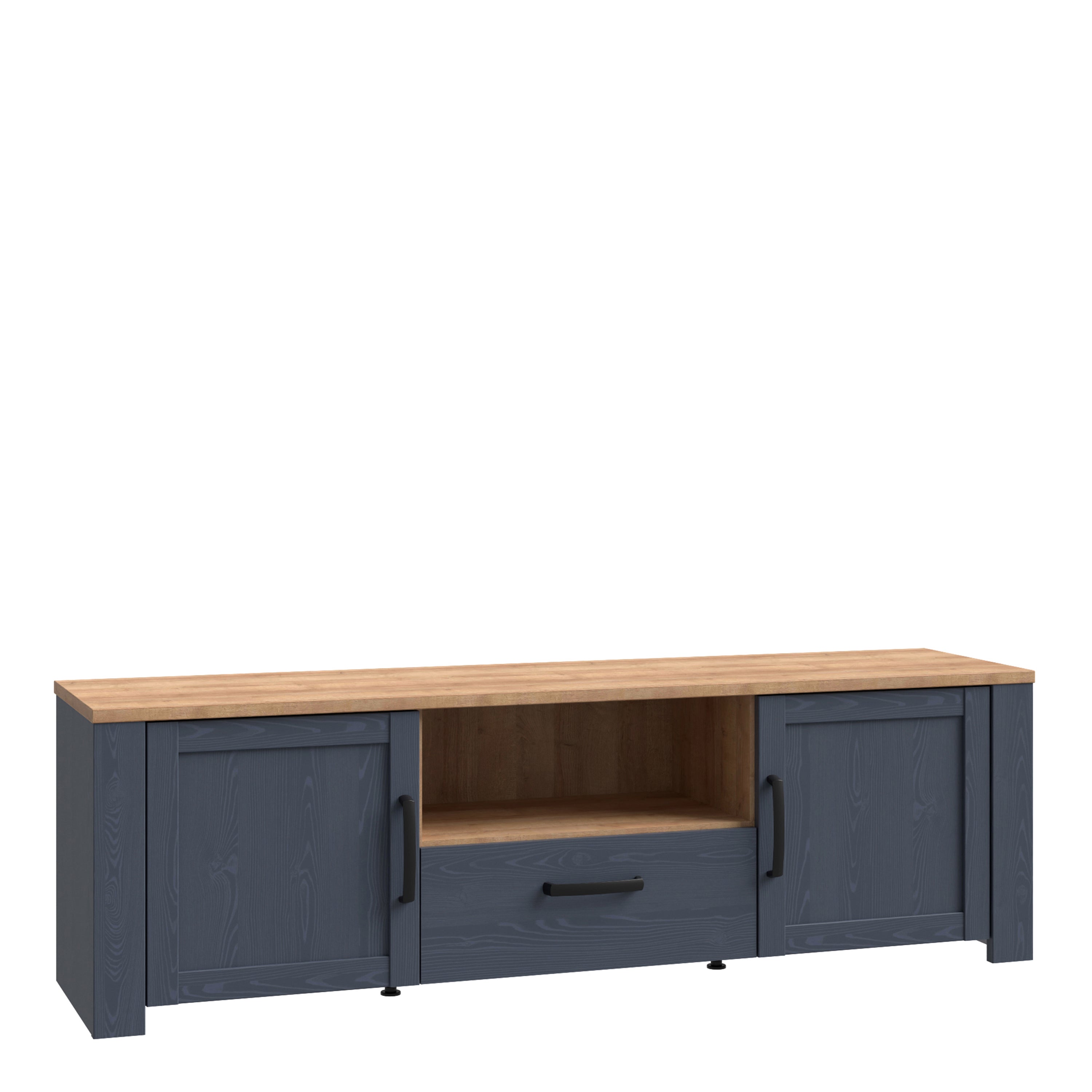 Bohol 2 Door 1 Drawer TV Unit in Riviera Oak/Navy