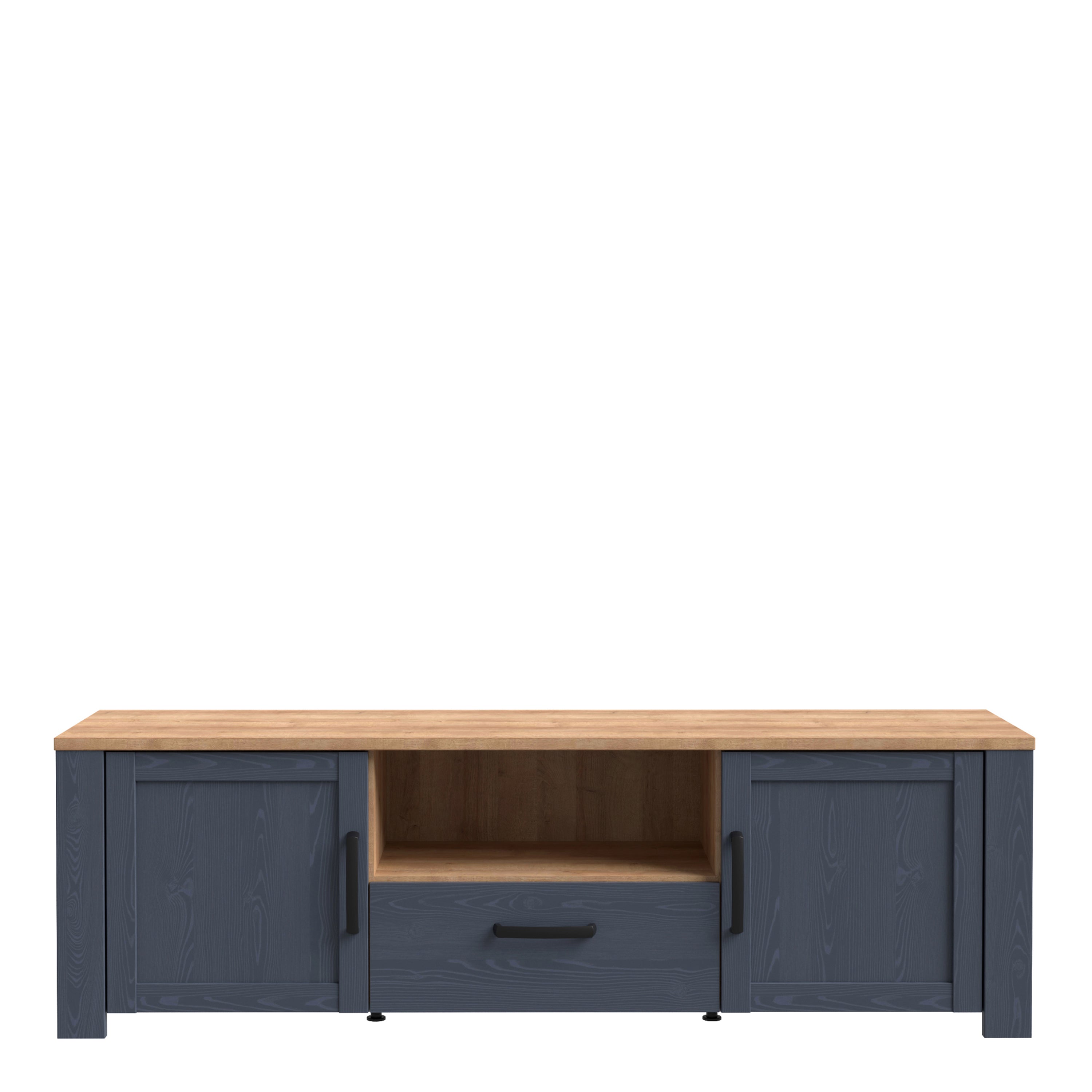 Bohol 2 Door 1 Drawer TV Unit in Riviera Oak/Navy