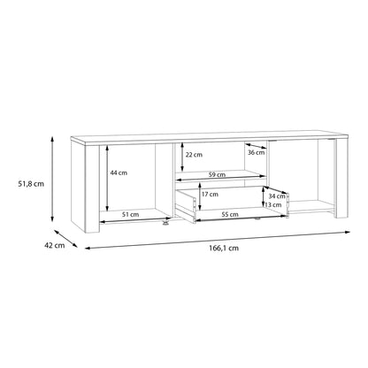 Bohol 2 Door 1 Drawer TV Unit in Riviera Oak/Grey Oak