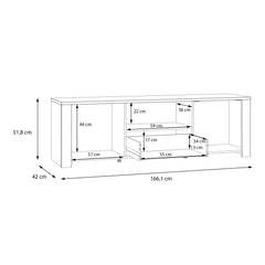 Bohol 2 Door 1 Drawer TV Unit in Riviera Oak/Grey Oak - Furniture One Shop