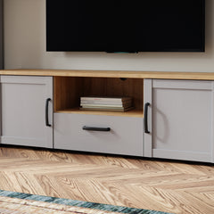Bohol 2 Door 1 Drawer TV Unit in Riviera Oak/Grey Oak - Furniture One Shop