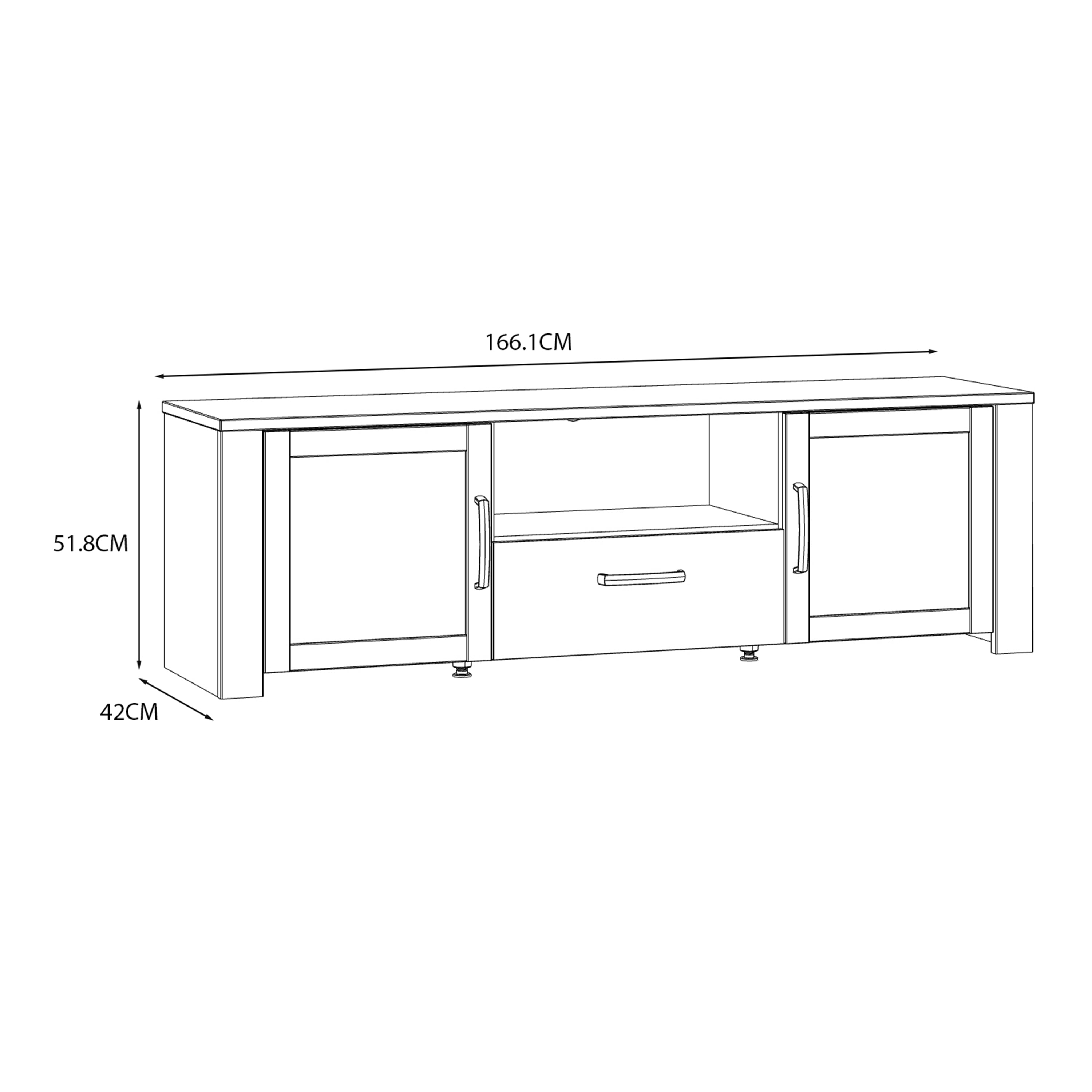 Bohol 2 Door 1 Drawer TV Unit in Riviera Oak/White