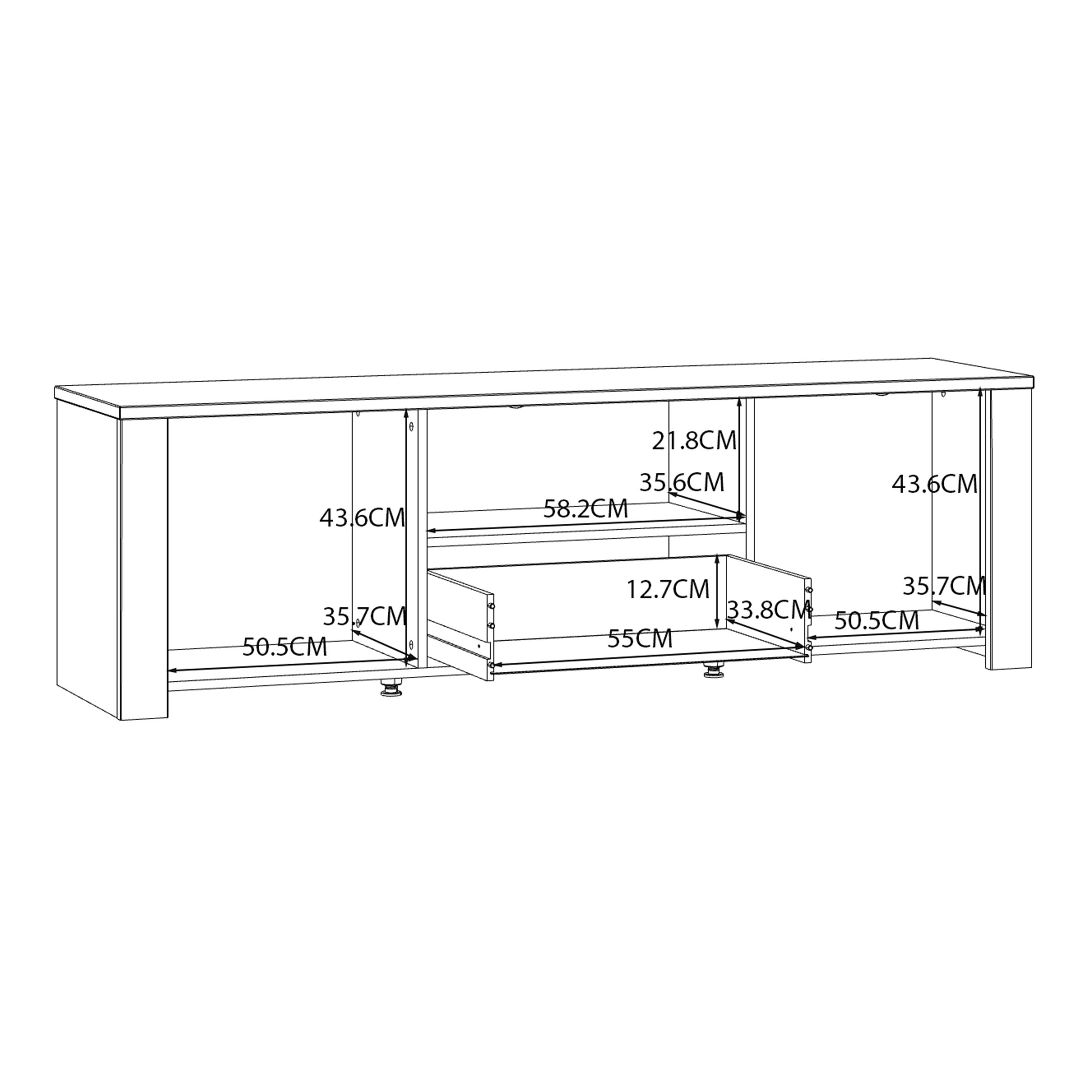 Bohol 2 Door 1 Drawer TV Unit in Riviera Oak/White