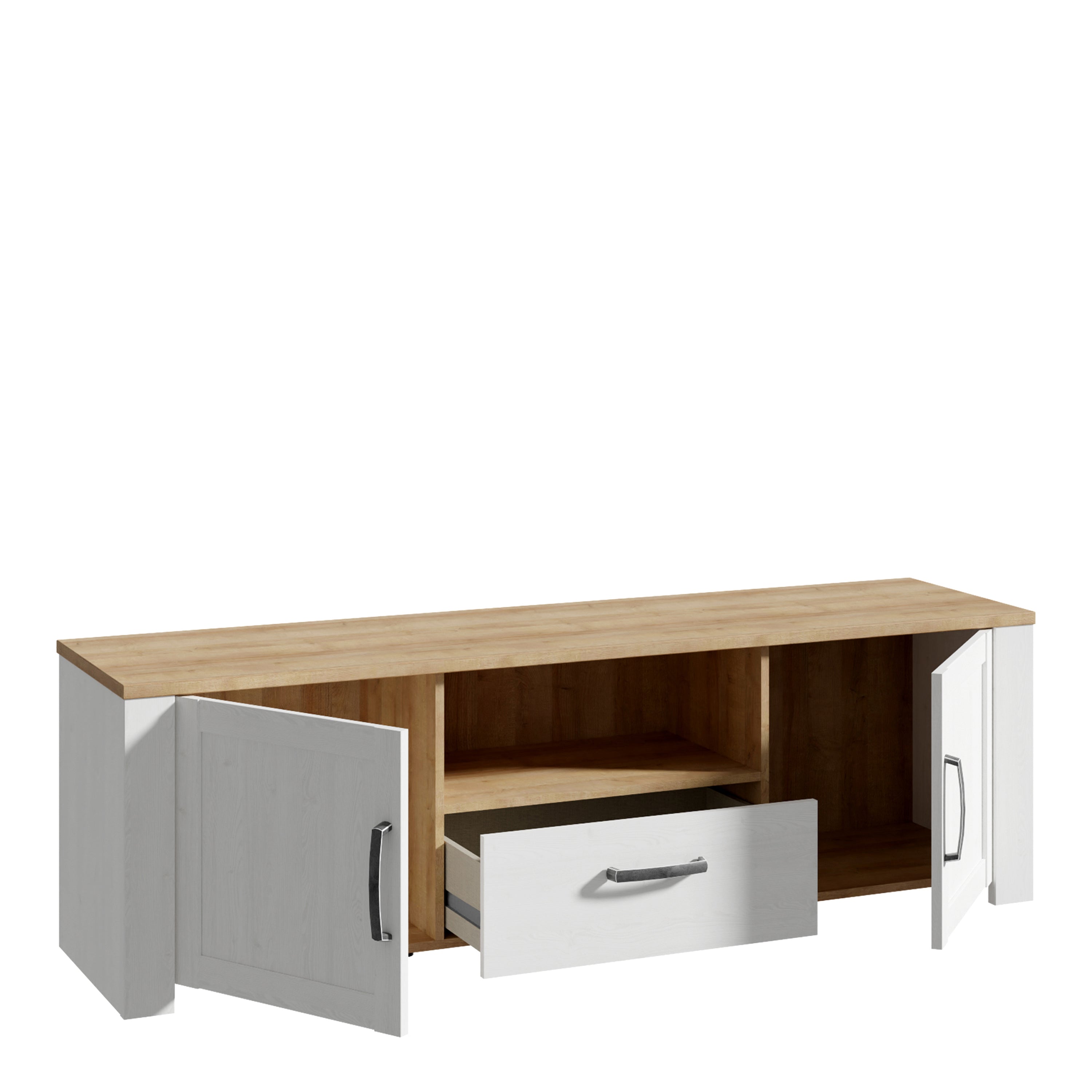 Bohol 2 Door 1 Drawer TV Unit in Riviera Oak/White