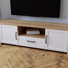 Bohol 2 Door 1 Drawer TV Unit in Riviera Oak/White - Furniture One Shop