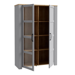 Bohol 2 Door Display Cabinet in Riviera Oak/Grey Oak - Furniture One Shop