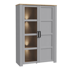 Bohol 2 Door Display Cabinet in Riviera Oak/Grey Oak - Furniture One Shop