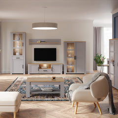 Bohol 2 Door Display Cabinet in Riviera Oak/Grey Oak - Furniture One Shop