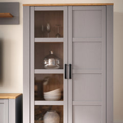 Bohol 2 Door Display Cabinet in Riviera Oak/Grey Oak - Furniture One Shop