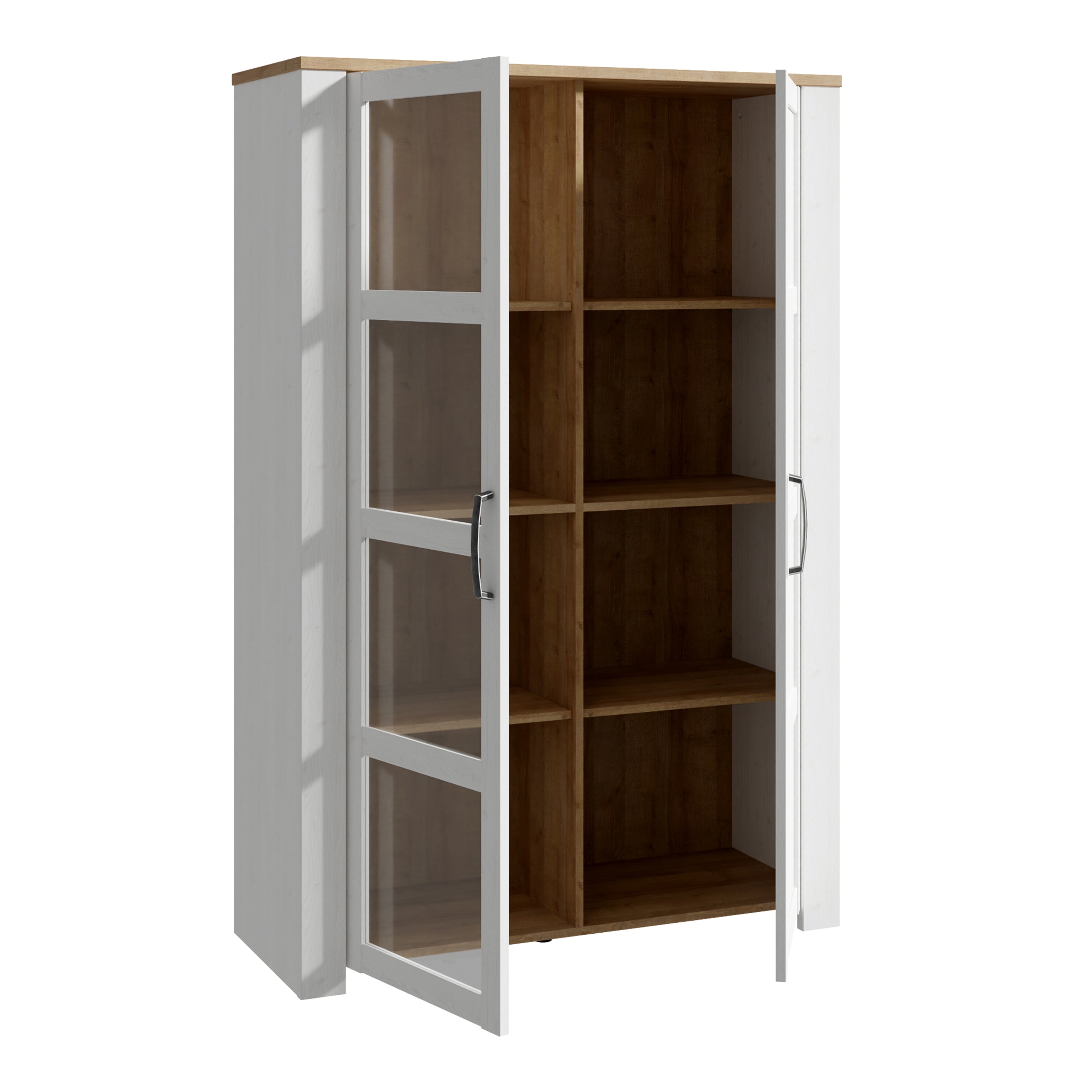 Bohol 2 Door Display Cabinet in Riviera Oak/White