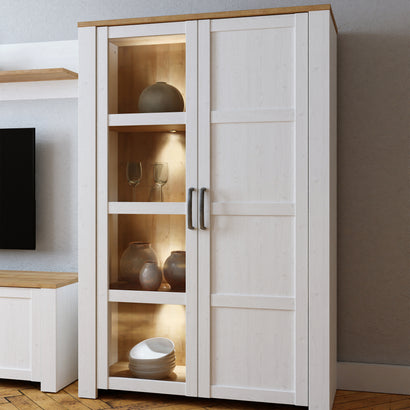 Bohol 2 Door Display Cabinet in Riviera Oak/White - Furniture One Shop