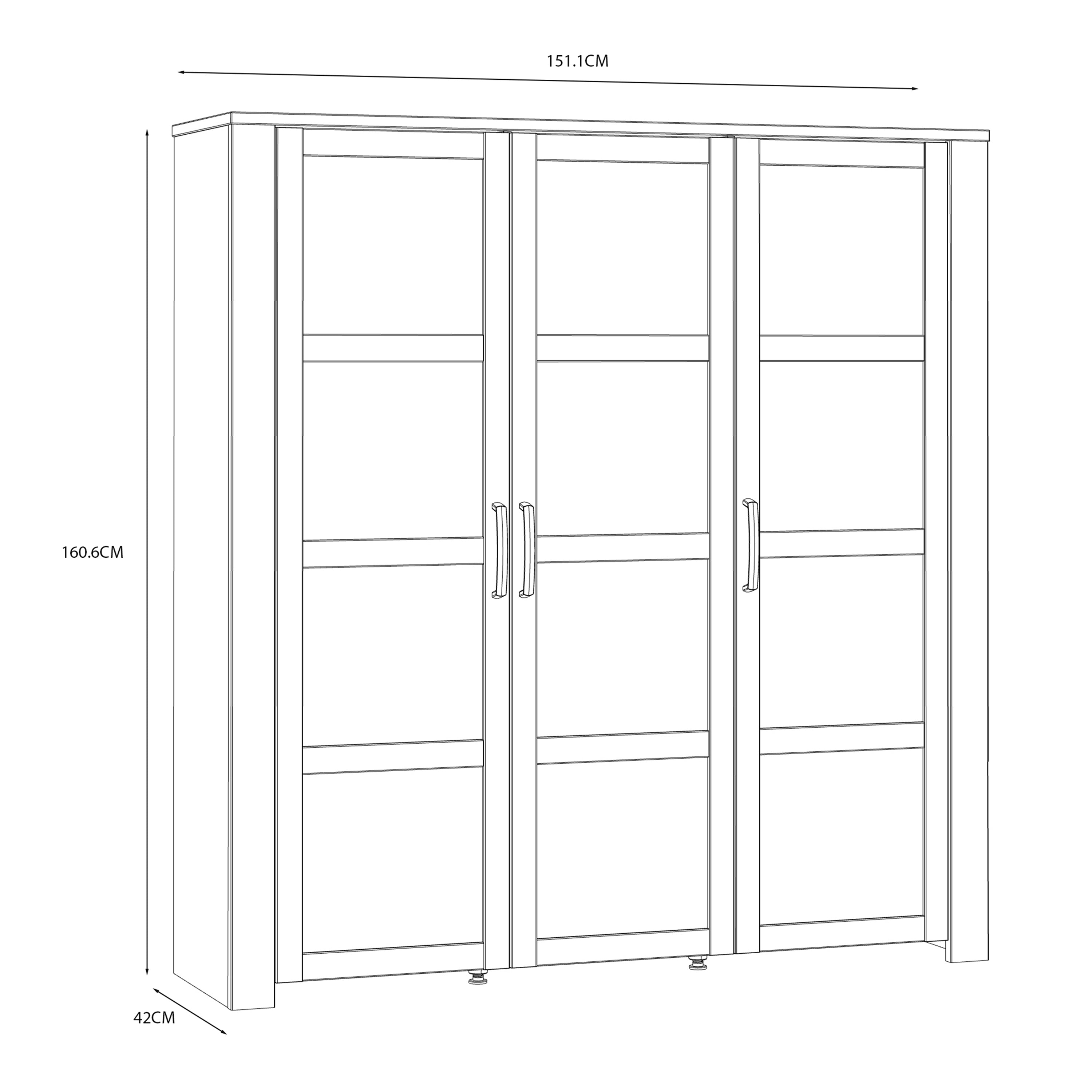 Bohol 3 Door Large Display Cabinet in Riviera Oak/Navy