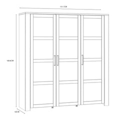Bohol 3 Door Large Display Cabinet in Riviera Oak/Navy - Furniture One Shop