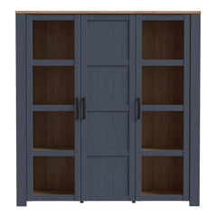 Bohol 3 Door Large Display Cabinet in Riviera Oak/Navy - Furniture One Shop