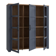 Bohol 3 Door Large Display Cabinet in Riviera Oak/Navy - Furniture One Shop
