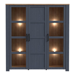 Bohol 3 Door Large Display Cabinet in Riviera Oak/Navy - Furniture One Shop