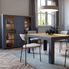 Bohol 3 Door Large Display Cabinet in Riviera Oak/Navy - Furniture One Shop