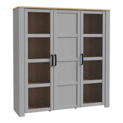 Bohol 3 Door Large Display Cabinet in Riviera Oak/Grey