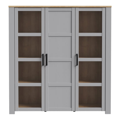 Bohol 3 Door Large Display Cabinet in Riviera Oak/Grey