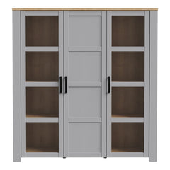 Bohol 3 Door Large Display Cabinet in Riviera Oak/Grey - Furniture One Shop