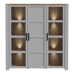 Bohol 3 Door Large Display Cabinet in Riviera Oak/Grey - Furniture One Shop